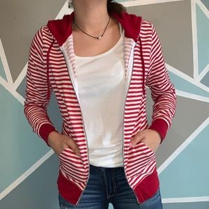 Red and white striped sweatshirt